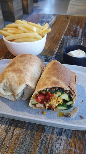 Cauliflower wrap and chips at SoulPod Food in Ferntree Gully