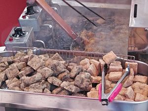 Black and white smelly tofu at Man Kou Xiang Stinky Tofu 满口香素食臭豆腐 in West Singapore