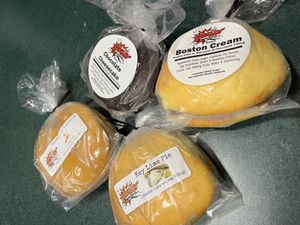 Don't bother w/ boston cream (the chocolate isn't even good) but the others were all great.  at Bangin' Whoopie in Bangor