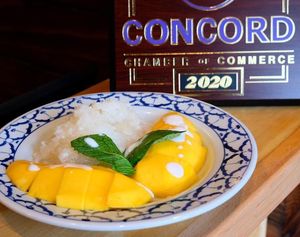 Mango with sweet sticky rice at Yum Squared in Concord