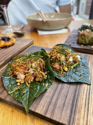 Salted watermelon & coconut miang khams at alter in East London