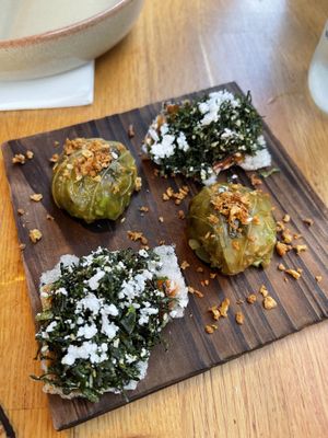Kung pao crackers & rice fermented mustard green miang laos at alter in East London