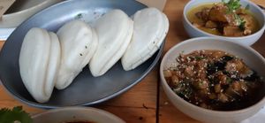 Miso aubergine bao at alter in East London
