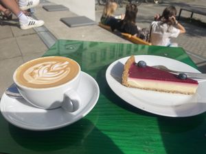 Cappuccino and wild berry panacotta cake  at KAWA in Dresden