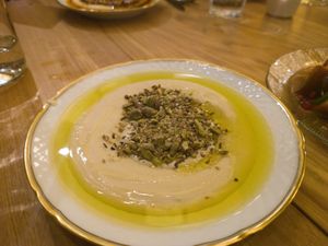 Amazing hummus at Two Forks Hummus Shop in Malmo