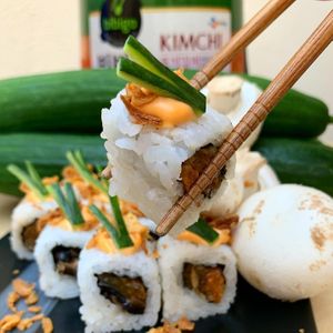 Kimchi mushroom roll🍄 at Green Sushi - Pop up in Msida