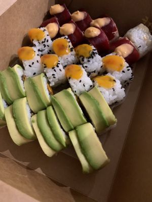 Chia Daikon roll & Ginger Spiced Pumkin roll & Vegan Philadelphia roll 😍😍 at Green Sushi - Pop up in Msida