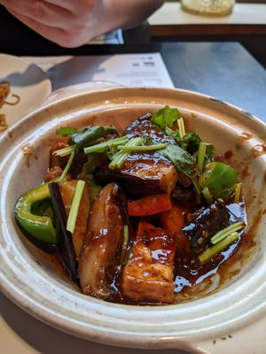 Aubergine and tofu clay pot at Opium  in Glasgow