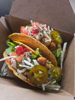 Mexican Veggie Beef Taco modified with chickpeas. at Eleven Oh 7 in Saint Michael