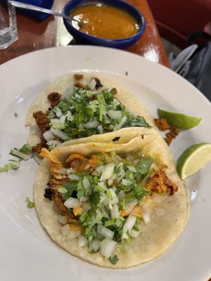 Jackfruit Tinga taco in the forefront   at Salsa A La Salsa in Minneapolis