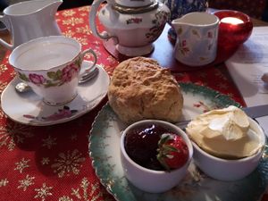 Scone and tea at Rectory Farm Tearooms in Bude