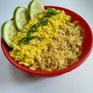 Vegan fried rice with scramble tofu at Dapur Sukabeda - Tahu Geol in Kuta