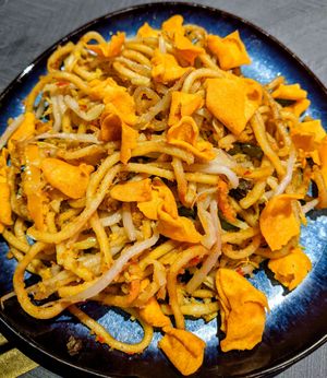 Noodles with flat ribbon muruku - delicious at Fennel by Komala Vilas in Central Singapore