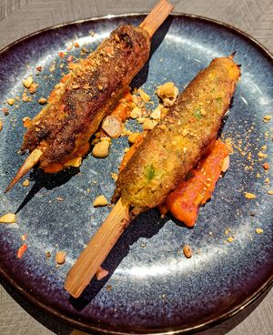 Satay made out of TiNDLE - very nice at Fennel by Komala Vilas in Central Singapore