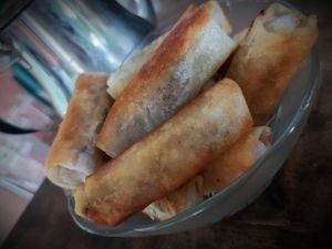 Vegetarian spring rolls at The Hummus House in Da Nang