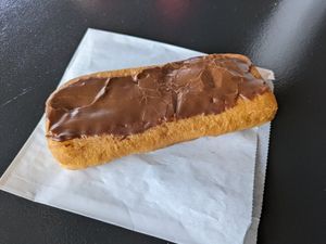 Chocolate long john at Lindsey's Bakery in Circleville