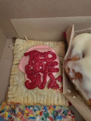 Strawberry “Ted Cruz Sux” poptart (they do a lot of topical poptart writing which is fun)  at Just What I Kneaded in Los Angeles