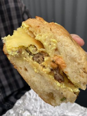 Yes, chef! sandwich. The biscuit is very tasty  at Just What I Kneaded in Los Angeles