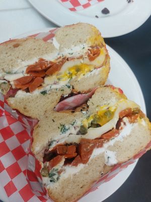 Foxy Lox bagel w fried egg at Just What I Kneaded in Los Angeles