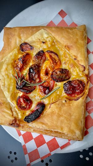 “Tomato Basil Galette” I have a very difficult time not getting this every single time I go here incredibly delicious  at Just What I Kneaded in Los Angeles