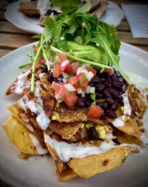 Chilaquiles beautifully seasoned.   at Just What I Kneaded in Los Angeles