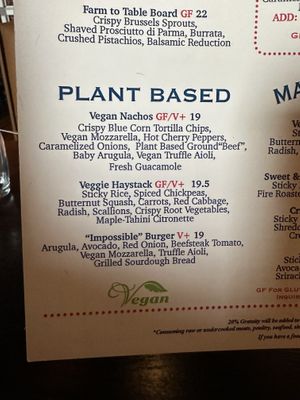Market Place Tavern’s vegan offerings (we also had the Cauliflower Bites & fries).   at Marketplace Tavern in Litchfield