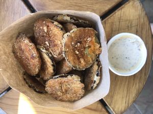 Fried pickles  at Rollin Roots in San Diego
