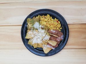 Chilaquiles with scrambled tofu at Cafetería 1987 in San Luis Potosi