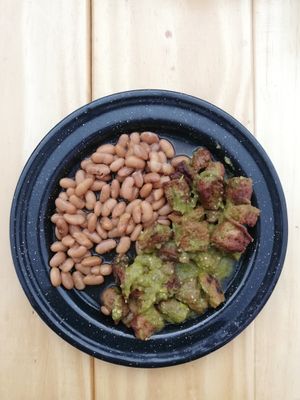 Chicharron with green salsa at Cafetería 1987 in San Luis Potosi