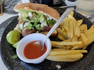 Torta de asada at Cafetería 1987 in San Luis Potosi