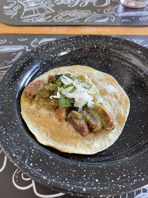 Taco with soya meat  at Cafetería 1987 in San Luis Potosi