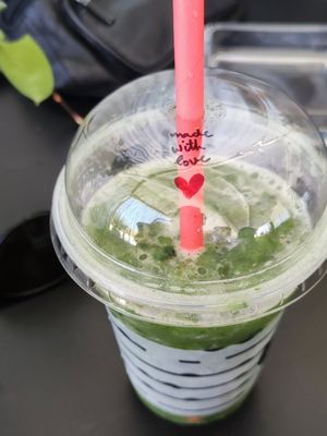 Greengelic Power Smoothie with cute handwritten note at Healthy Life Kitchen - Bio Store in Ayia Napa