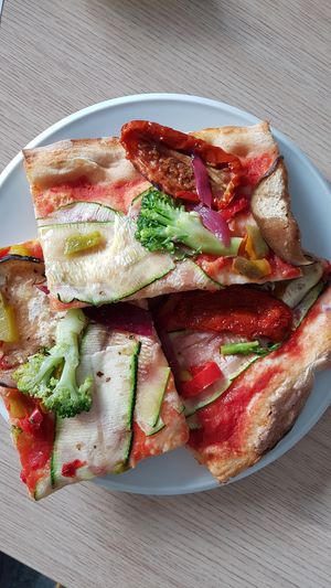 Vegan pizza (cut to fit in my container) at Pizzesco Sprint - Kazmairstraße in Munich