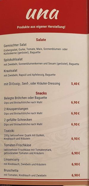 Salate - Snacks  at Una - Mein Backcafe in Unna