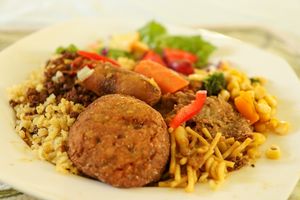 lunch at Vegan Cottage in Bridgetown