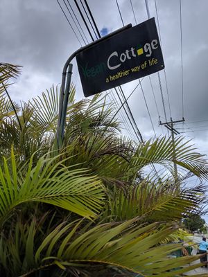 Sign from outside at Vegan Cottage in Bridgetown