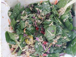 Big chik salad add rice extra ranch add FBD sauce at Native Bowl - Food Cart in Portland