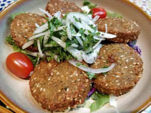 Falafel
- Chickpea and coriander patties at Kazbar in Central Singapore