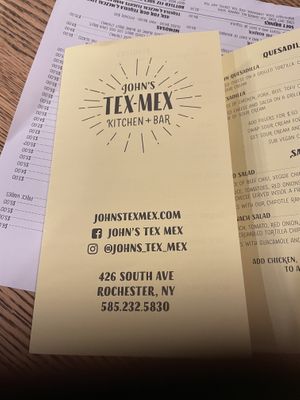 Menu 1 at John's Tex Mex in Rochester