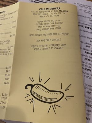 Menu 2 at John's Tex Mex in Rochester