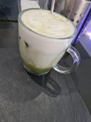 Iced matcha latte at Green Island Bistro in Rhuddlan