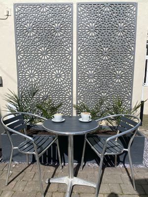 Outdoor dining  at Green Island Bistro in Rhuddlan