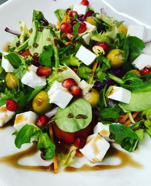 Greek salad  at Green Island Bistro in Rhuddlan