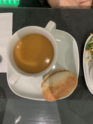 (Half of) butternut squash soup   at Green Island Bistro in Rhuddlan