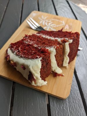 Red velvet cake at Green Island Bistro in Rhuddlan