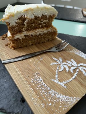 Vegan carrot cake  at Green Island Bistro in Rhuddlan