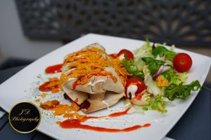 Special - bean burrito at Green Island Bistro in Rhuddlan
