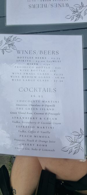 Drinks menu 1 at Green Island Bistro in Rhuddlan