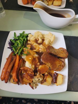 Seitan Roast Dinner at Green Island Bistro in Rhuddlan