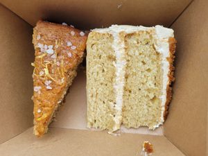 Lemon Drizzle and Biscoff Cake at Green Island Bistro in Rhuddlan